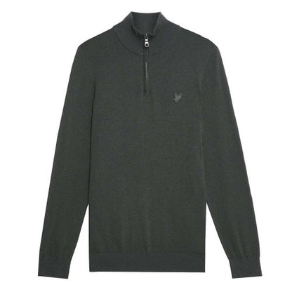 Front - Lyle & Scott Mens Eagle Merino Tonal Quarter Zip Jumper