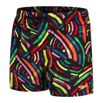 Front - Speedo Boys Digital Print Swim Shorts