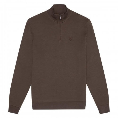 Front - Lyle & Scott Mens Tonal Eagle Quarter Zip Sweatshirt