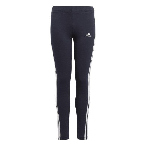 Front - Adidas Girls Essentials 3 Stripes Leggings