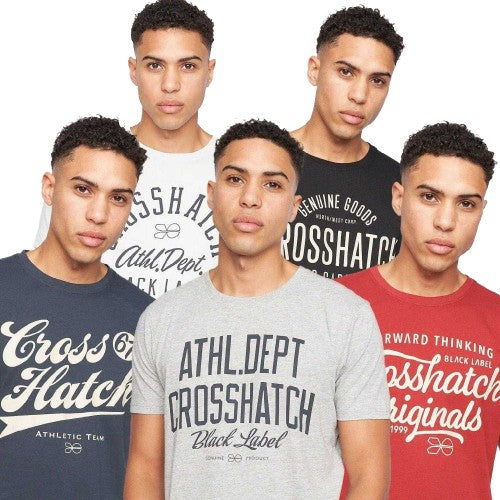 Front - Crosshatch Mens Luckmoore Printed T-Shirt (Pack of 5)