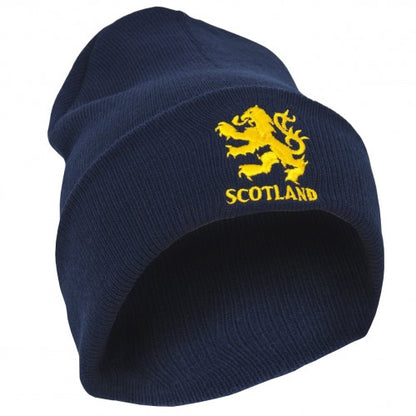 Front - Mens Scotland Lion Design Embroidered Winter Beanie Hat