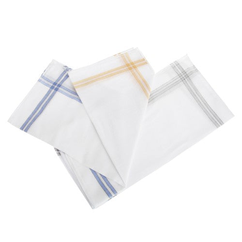 Front - Mens Cotton Rich Stripe Border Handkerchiefs (Pack Of 10)