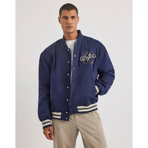 Front - Nautica Mens Dreman Letterman Jacket