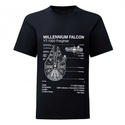 Front - Star Wars Unisex Adult Millennium Falcon Sketch T-Shirt