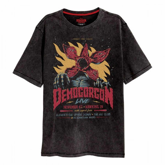 Front - Stranger Things Unisex Adult Demogorgon Acid Wash T-Shirt