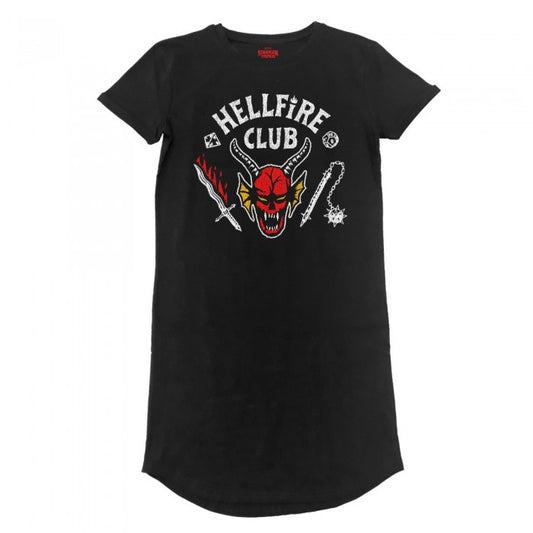 Front - Stranger Things Womens/Ladies Hellfire Club T-Shirt Dress
