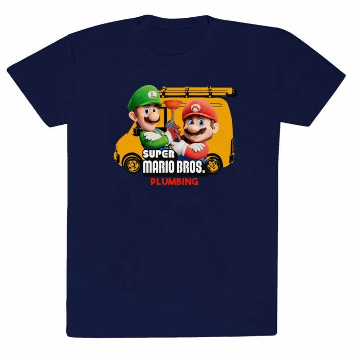 Front - Super Mario Bros Unisex Adult Plumbing T-Shirt