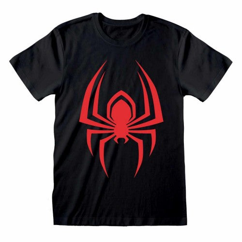 Front - Spider-Man Unisex Adult Hanging Spider Logo T-Shirt