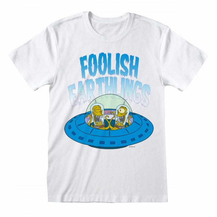 Front - Simpsons Unisex Adult Foolish Earthlings T-Shirt