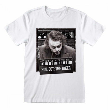 Front - Batman: The Dark Knight Unisex Adult The Joker Mugshot T-Shirt