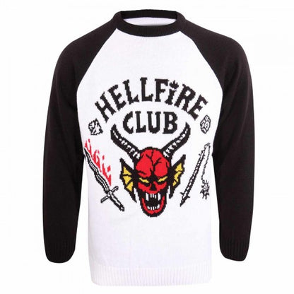 Front - Stranger Things Unisex Adult Hellfire Club Knitted Sweatshirt