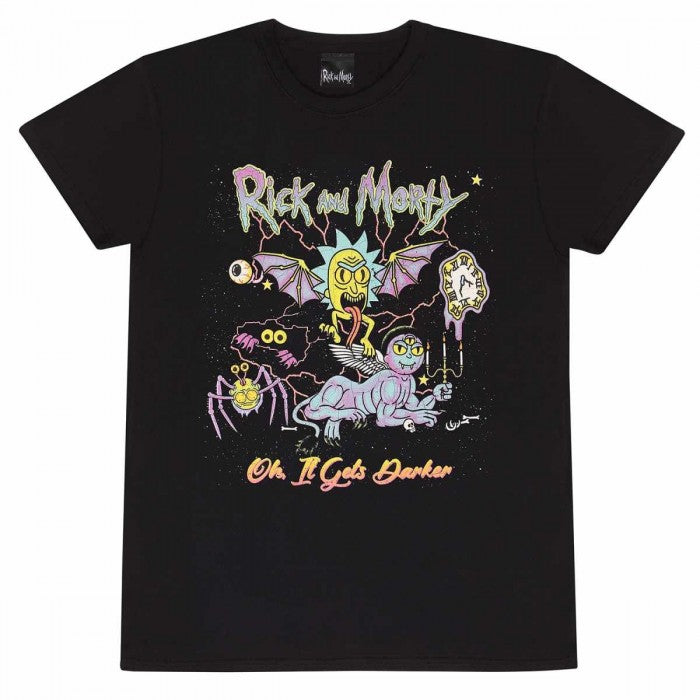 Front - Rick And Morty Unisex Adult Oh It Gets Darker T-Shirt