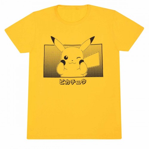 Front - Pokemon Unisex Adult Katakana Pikachu T-Shirt
