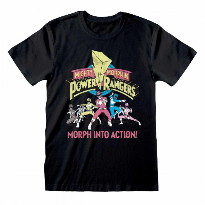 Front - Mighty Morphin Power Rangers Unisex Adult Morph Into Action T-Shirt