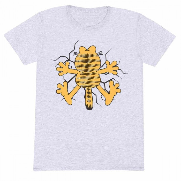 Front - Garfield Unisex Adult Wall Smash T-Shirt