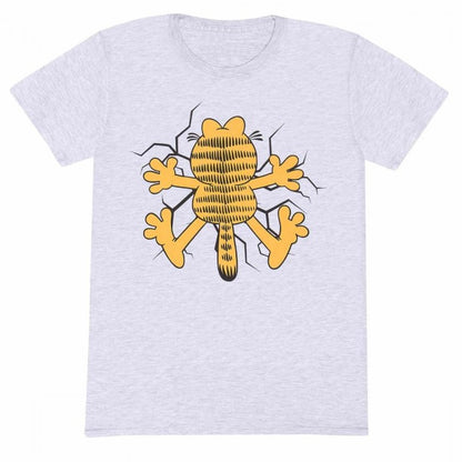 Front - Garfield Unisex Adult Wall Smash T-Shirt