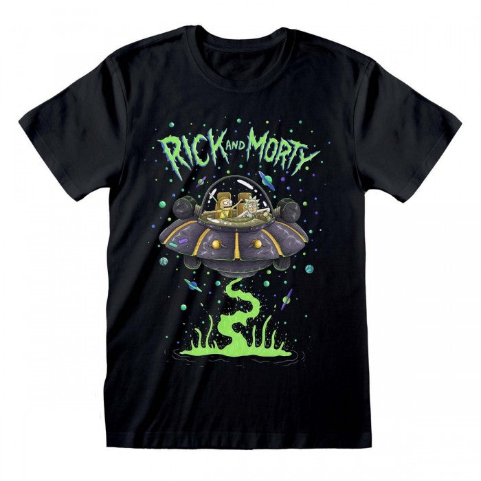 Front - Rick And Morty Unisex Adult Spaceship T-Shirt