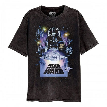 Front - Star Wars Unisex Adult Vintage Poster T-Shirt
