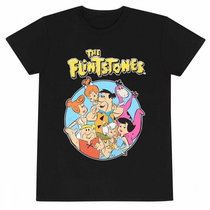 Front - The Flintstones Unisex Adult Family Circle T-Shirt