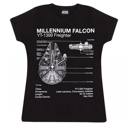 Front - Star Wars Womens/Ladies Millennium Falcon Fitted T-Shirt