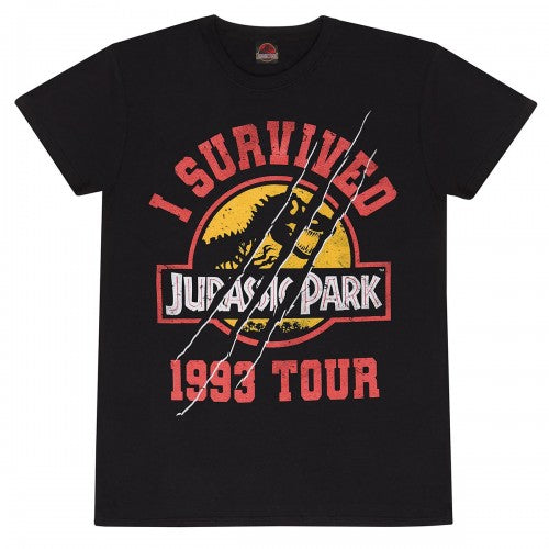 Front - Jurassic Park Unisex Adult I Survived 1993 Tour T-Shirt