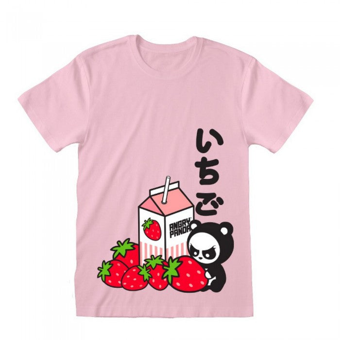 Front - Angry Panda Unisex Adult Strawberry T-Shirt