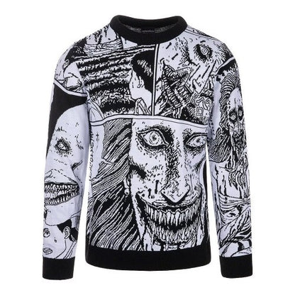 Front - Junji-Ito Unisex Adult Smile Patterns Knitted Jumper