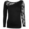 Front - Spiral Direct Womens/Ladies Lace Shoulder Long-Sleeved Top