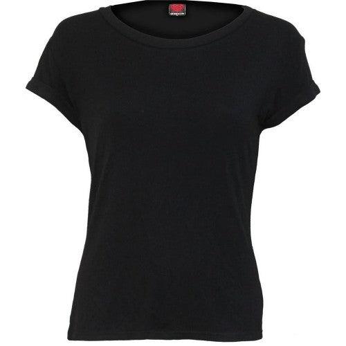 Front - Spiral Direct Womens/Ladies Urban Fashion Boat Neck Capped Sleeved T-Shirt