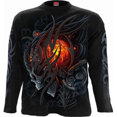 Front - Spiral Direct Unisex Adult Steampunk Skull Long-Sleeved T-Shirt