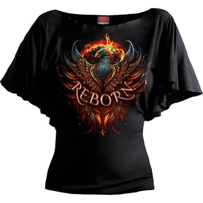 Front - Spiral Direct Womens/Ladies Ashes Reborn Batwing Sleeve Top
