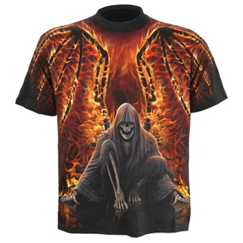 Front - Spiral Direct Unisex Adult Flaming Death Short-Sleeved T-Shirt