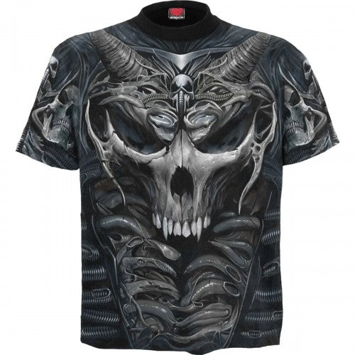Front - Spiral Direct Unisex Adult Skull Armour Short-Sleeved T-Shirt
