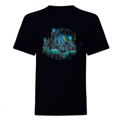 Front - Harry Potter Mens Hogwarts Wireframe T-Shirt