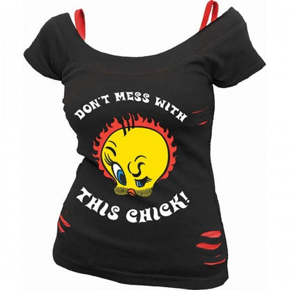 Front - Looney Tunes Womens/Ladies Tough Chick Tweety Top