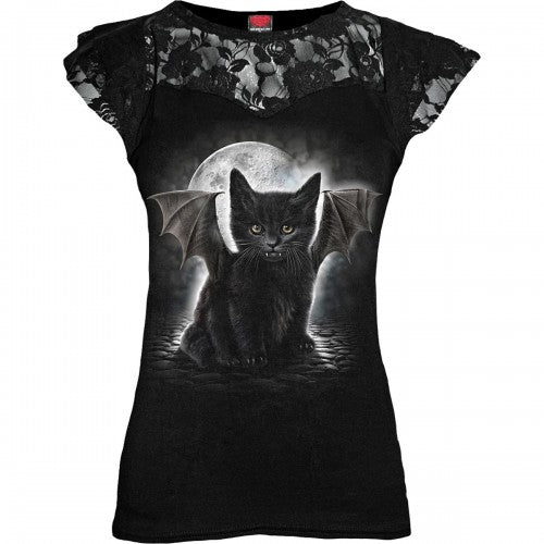 Front - Spiral Direct Womens/Ladies Batcat Capped Sleeved T-Shirt