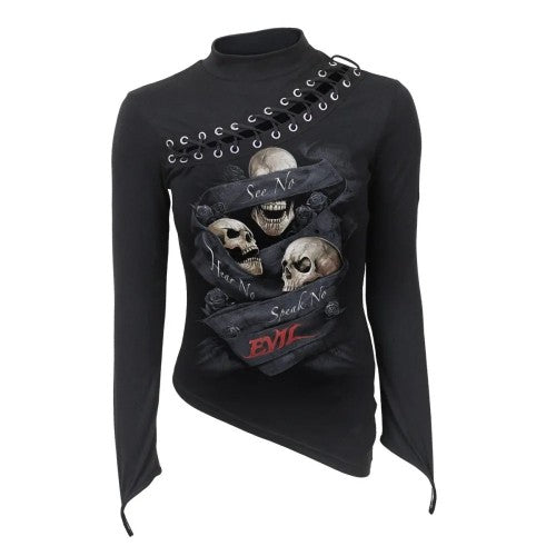 Front - Spiral Direct Womens/Ladies See No Evil Slant Long-Sleeved T-Shirt