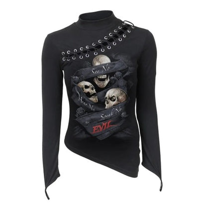 Front - Spiral Direct Womens/Ladies See No Evil Slant Long-Sleeved T-Shirt