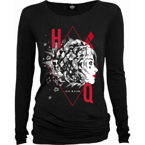 Front - Spiral Direct Womens/Ladies HQ Harley Quinn Baggy Long-Sleeved T-Shirt