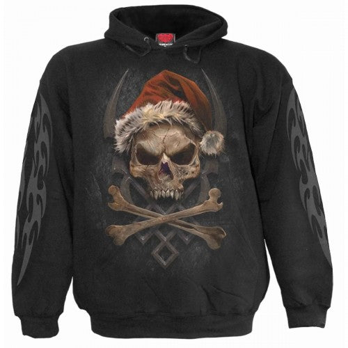 Front - Spiral Direct Unisex Adult Rock Santa Hoodie