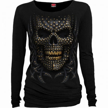 Front - Spiral Direct Womens/Ladies Black Gold Long-Sleeved Top