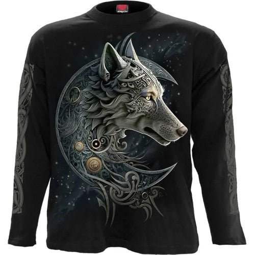 Front - Spiral Direct Unisex Adult Celtic Wolf Long-Sleeved T-Shirt