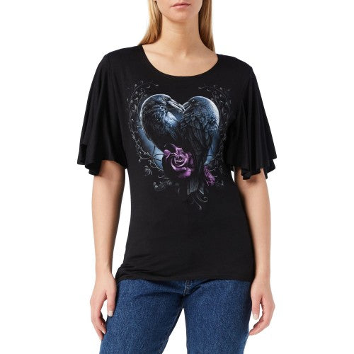 Front - Spiral Direct Womens/Ladies Raven Heart Top