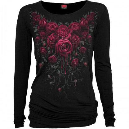 Front - Spiral Direct Womens/Ladies Blood Rose Long-Sleeved T-Shirt