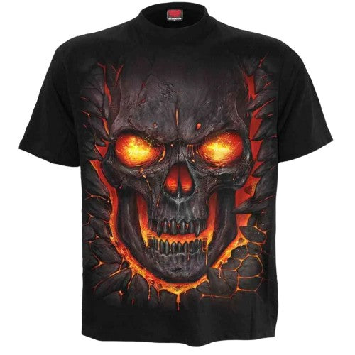 Front - Spiral Direct Unisex Adult Skull Lava T-Shirt