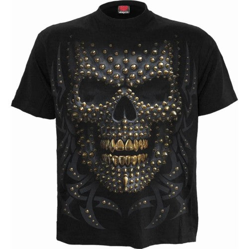 Front - Spiral Direct Unisex Adult Black Gold T-Shirt