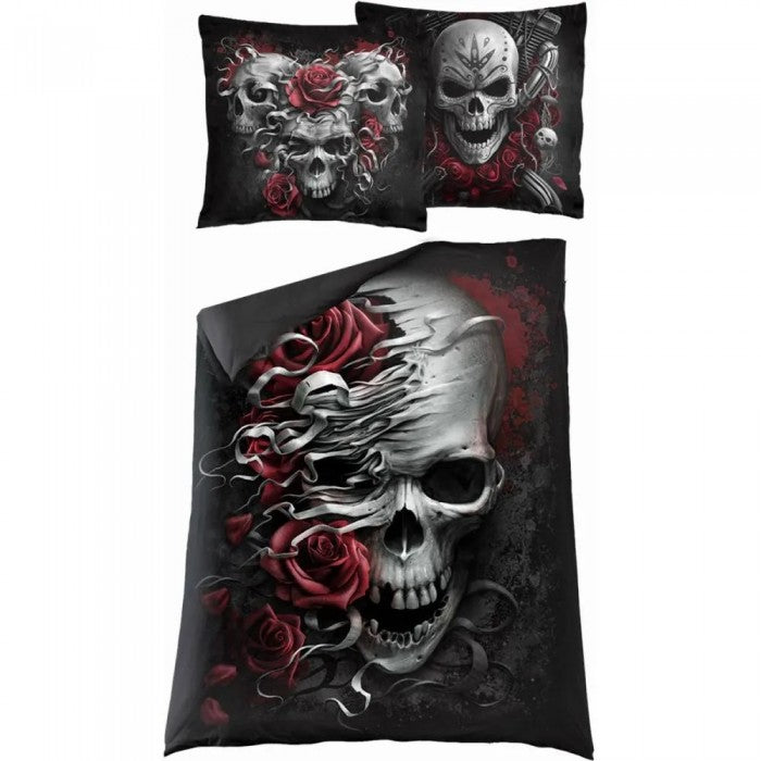 Front - Spiral Direct Skull And Roses Duvet Cover Set