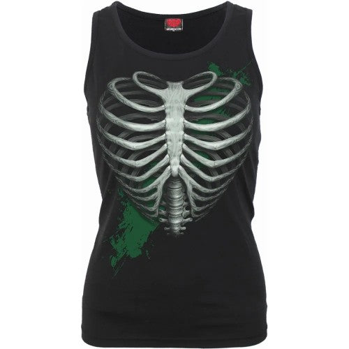 Front - Spiral Direct Womens/Ladies Heart Ribs Glow In The Dark Sleeveless Top