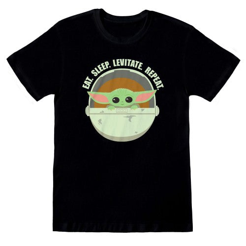 Front - Star Wars: The Mandalorian Unisex Adult Eat Sleep Levitate T-Shirt